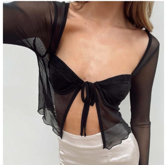 Princess Polly Tops - Tasia Long Sleeve Top Black Princess Polly